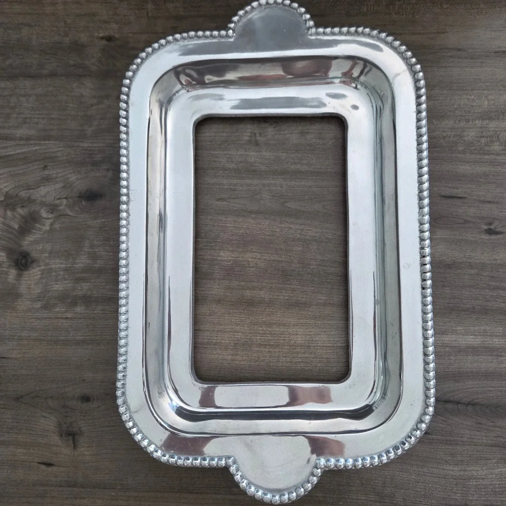 Fabulous Pewterware Perla Pyrex Holder Silver Beaded Medium Casserole Frame 13x9